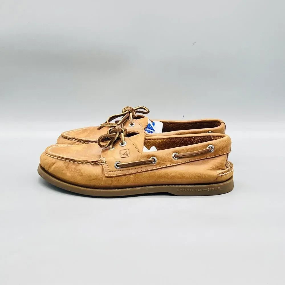 Sperry Shoes Mens 9 Brown Leather Top Sider Boat Deck Moc Toe Casual Comfort